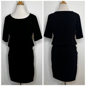 Michael Stars Womens Ruched Bodycon Knit Mini Dress‎ Size S Black Stretch USA